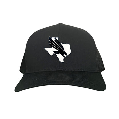 North Texas UNT Bird Black & White / 245 / MM - Black Curved Bill Mesh Snapback - Club Rehab