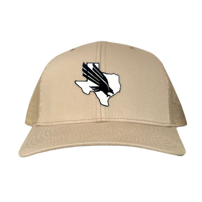 North Texas UNT Bird Black & White / 245 / MM - Khaki Curved Bill Mesh Snapback - Club Rehab