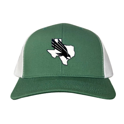 North Texas UNT Bird Black & White / 245 / MM - Green / White Curved Bill Mesh Snapback - Club Rehab