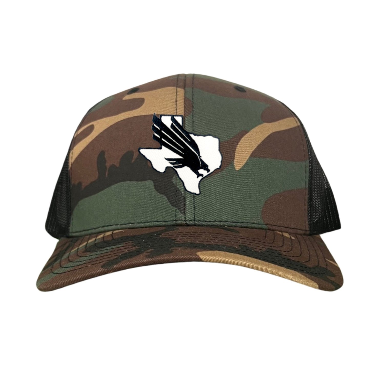 North Texas UNT Bird Black & White / 245 / MM - Camo / Black Curved Bill Mesh Snapback - Club Rehab