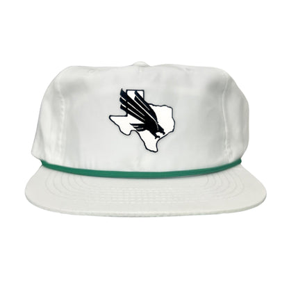 North Texas UNT Bird Black & White / 245 / MM - Flatbill White with Green Rope - Club Rehab