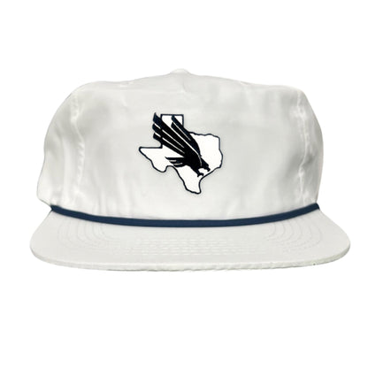 North Texas UNT Bird Black & White / 245 / MM - Flatbill White with Navy Rope - Club Rehab
