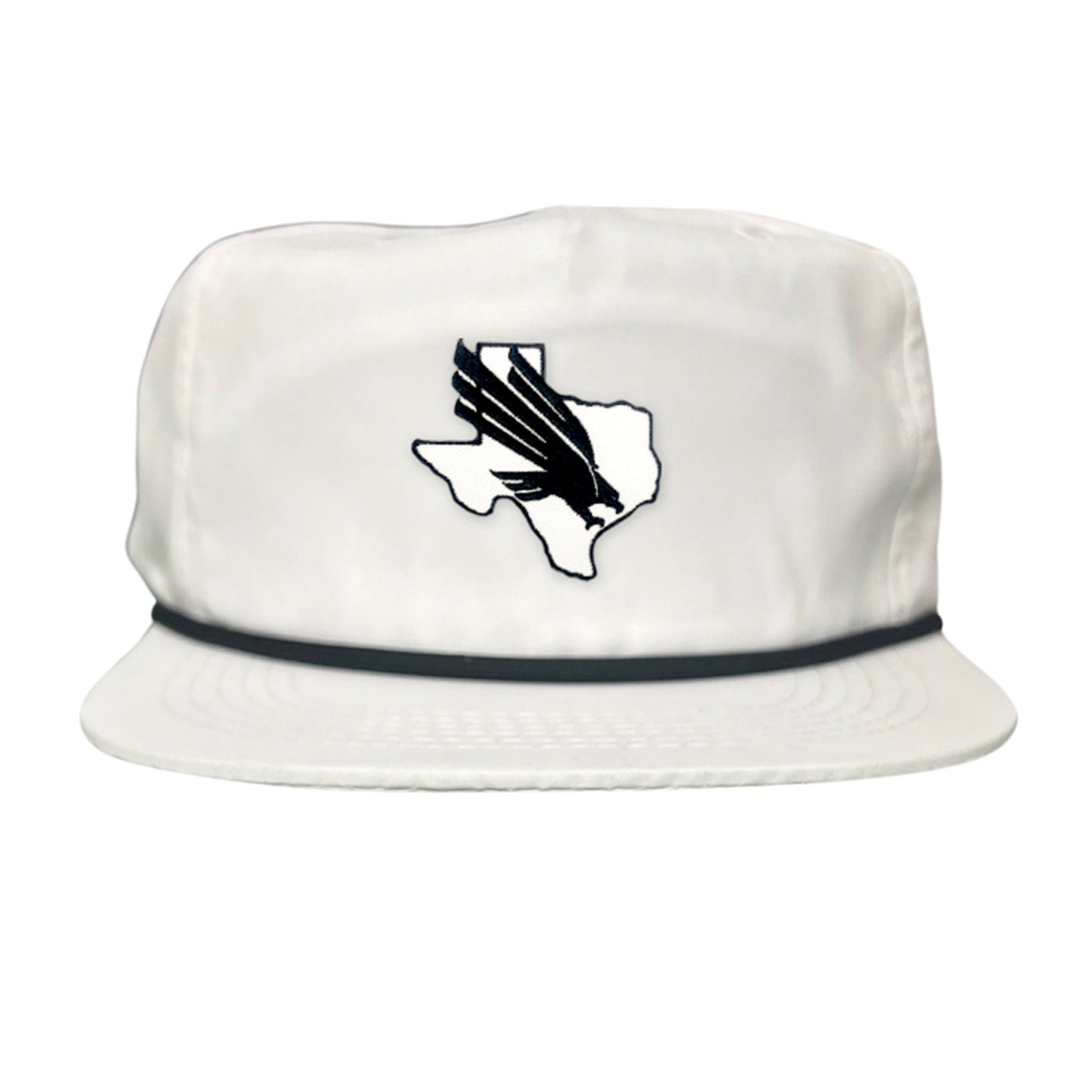 North Texas UNT Bird Black & White / 245 / MM - Flatbill White with Black Rope - Club Rehab