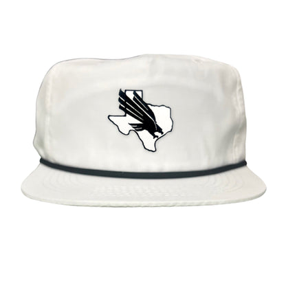 North Texas UNT Bird Black & White / 245 / MM - Flatbill White with Black Rope - Club Rehab