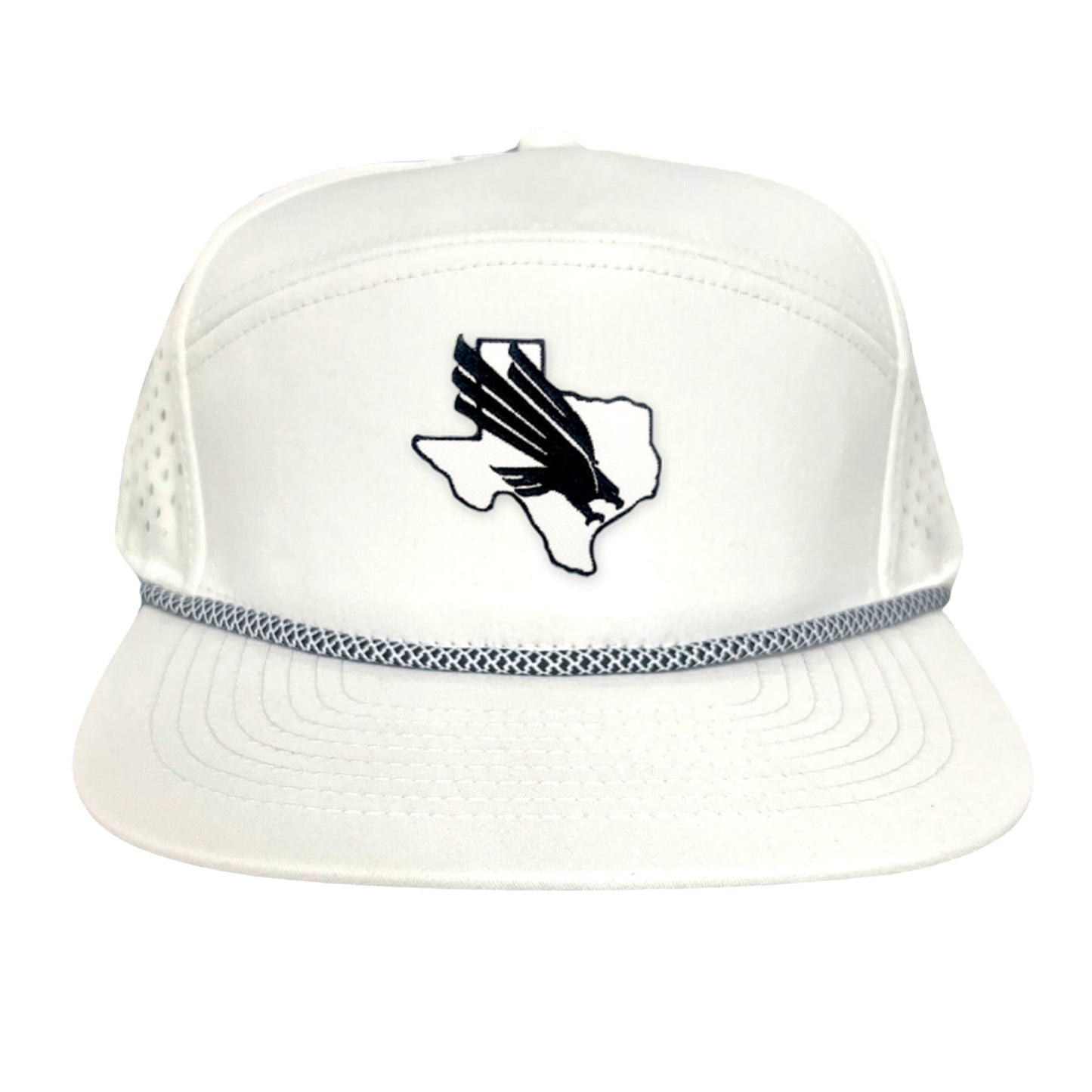 North Texas UNT Bird Black & White / 245 / MM - Flatbill White with Black/White Rope Laser Cut - Club Rehab