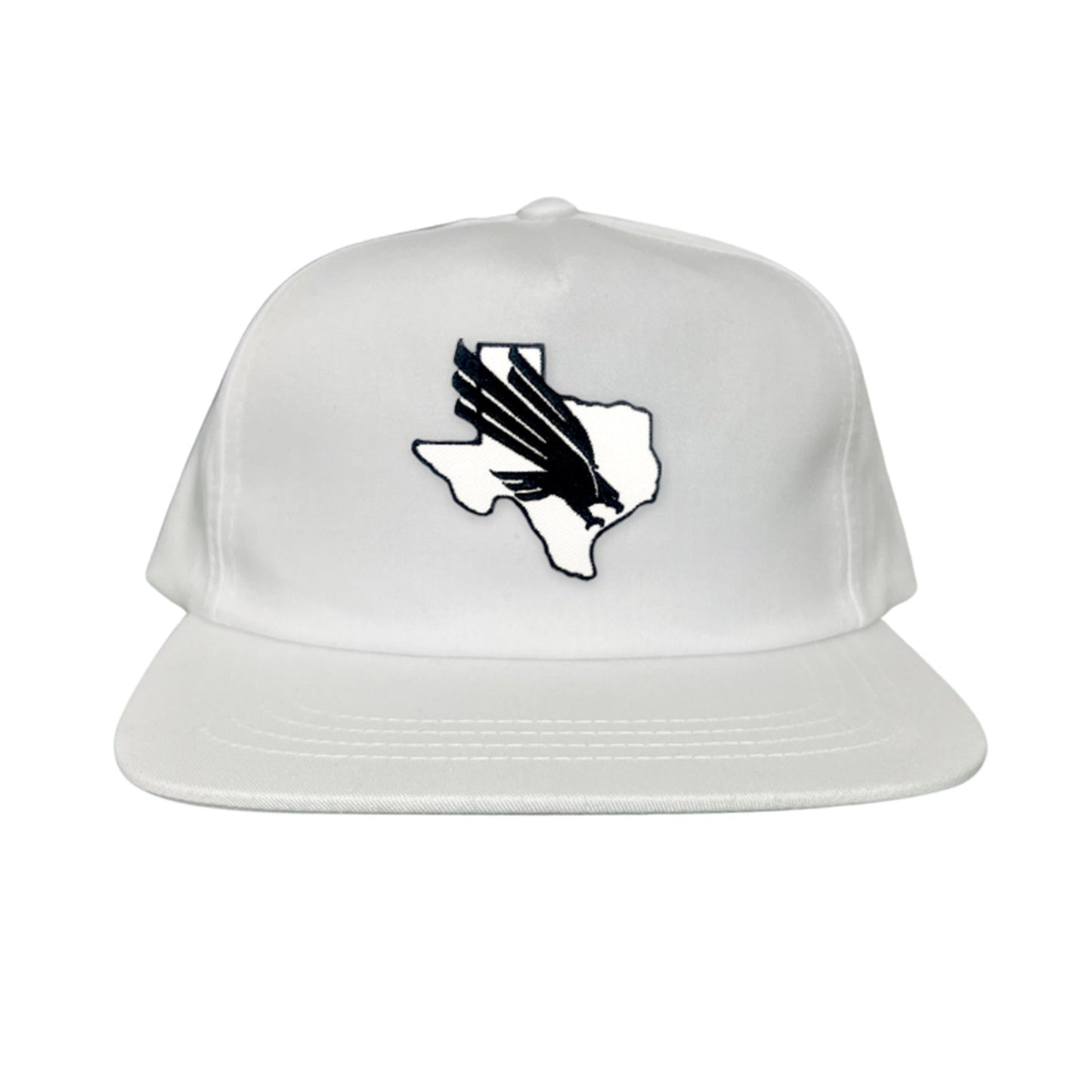 North Texas UNT Bird Black & White / 245 / MM - Flatbill White Canvas Snapback - Club Rehab