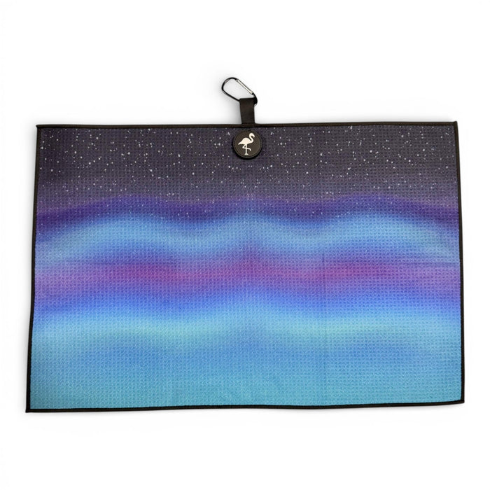 Northern Lights Golf Towel | Premium Double - Sided Microfiber | Heavy - Duty Magnetic Towel with Carabiner Clip | 24 x 16 in - Club Rehab
