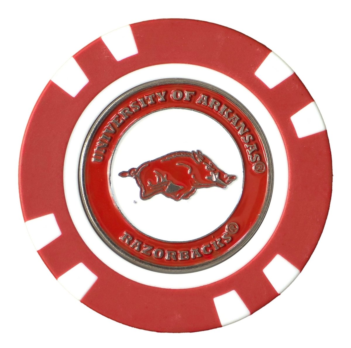 Officially Licensed Arkansas Razorbacks Poker Chip Ball Marker - Club Rehab - Golf Ball MarkerOfficially Licensed Arkansas Razorbacks Poker Chip Ball Marker