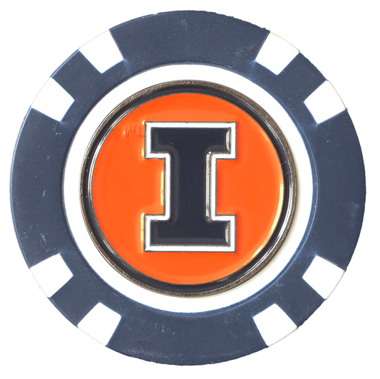 Officially Licensed Illinois Fighting Illini Poker Chip Ball Marker - Club Rehab