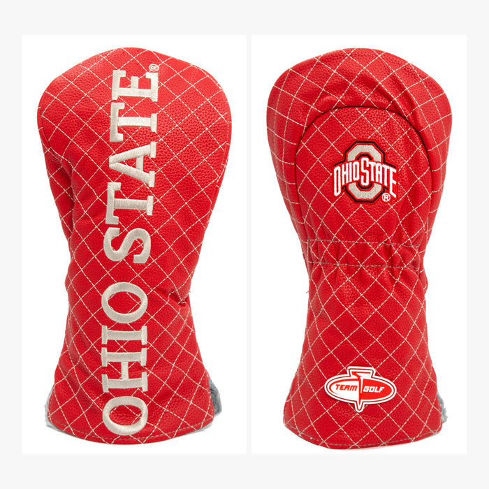 Ohio State Buckeyes Solid Quilted Fairway Headcover, front and back views