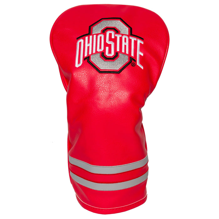 Red golf club head cover with Ohio State logo on a white background