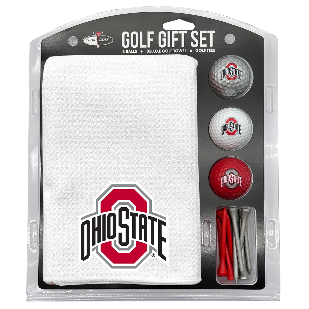 Ohio State Buckeyes White Microfiber Towel Golf Gift Set - Club Rehab