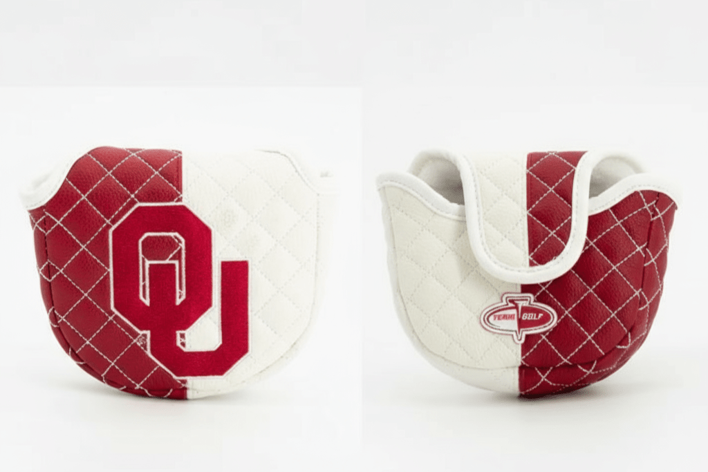 Two golf club covers with 'OU' and 'Titleist' logos on a white background
