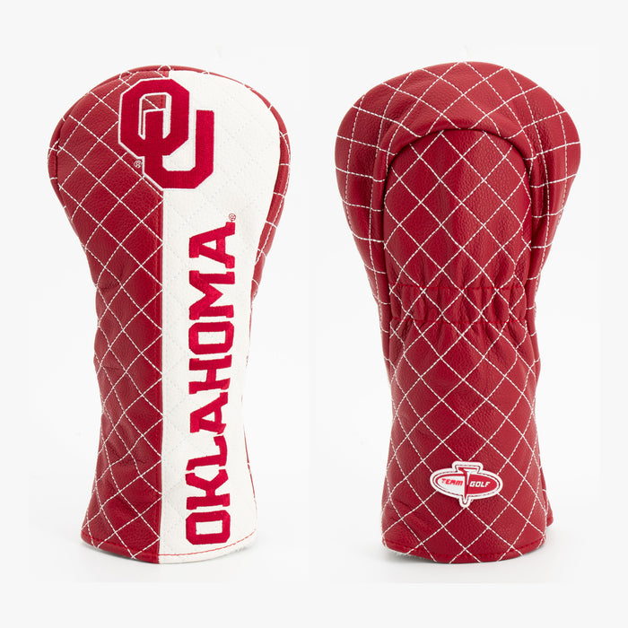 Oklahoma Sooners Split Quilted Fairway Headcover, front and back views
