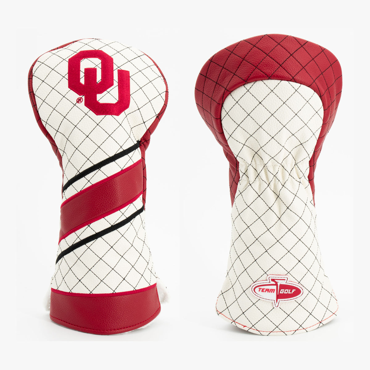 Oklahoma Sooners Striped Quilted Driver Headcover, front and back views