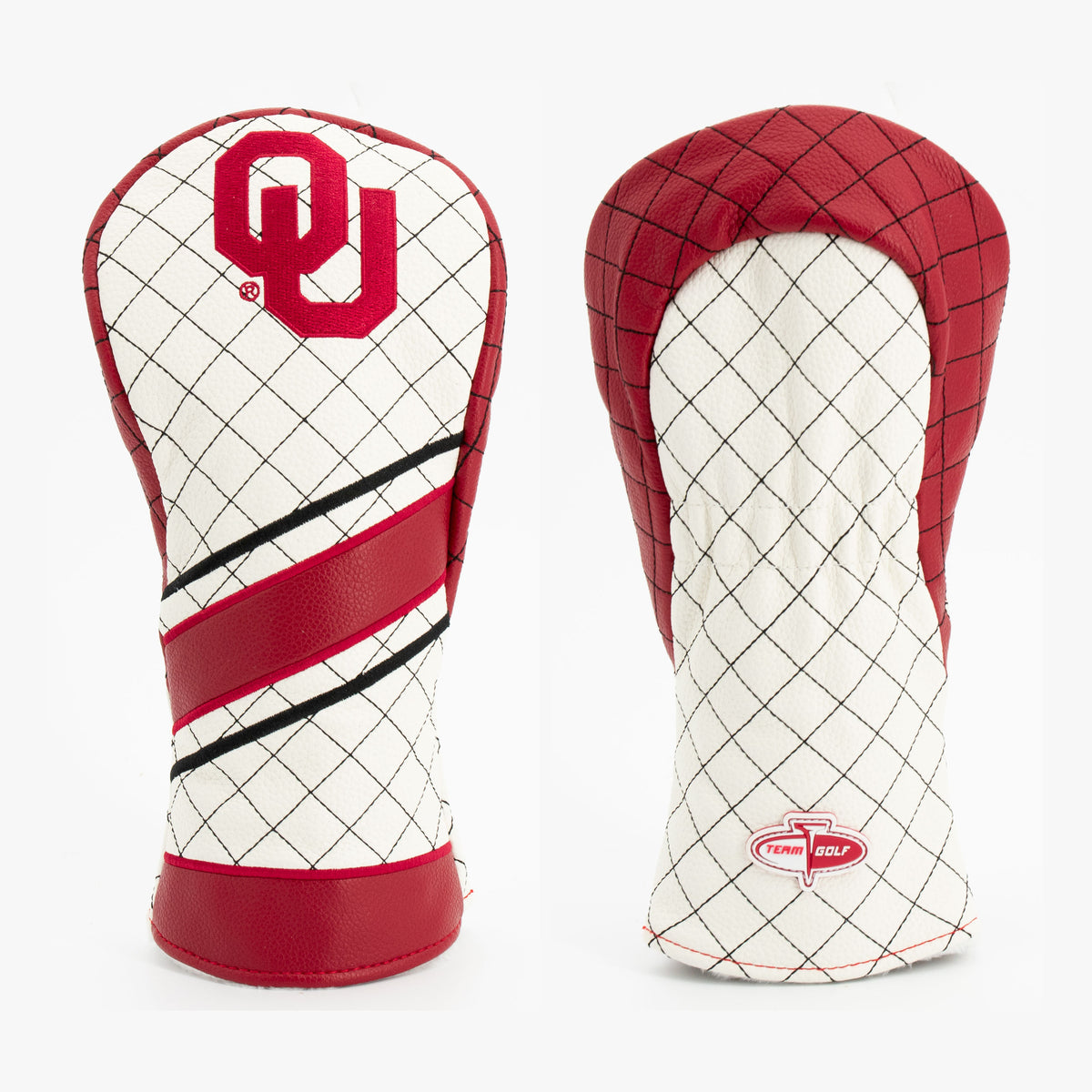 Oklahoma Sooners Striped Quilted Fairway Headcover, front and back views