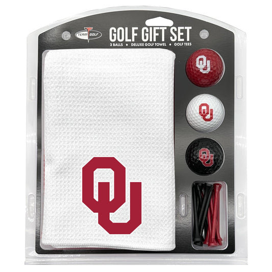 Oklahoma Sooners White Microfiber Towel Golf Gift Set - Club Rehab