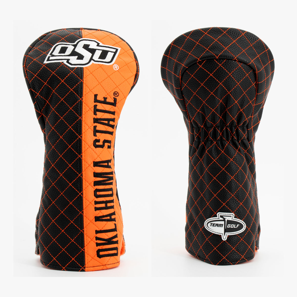Oklahoma State Cowboys Split Quilted Driver Headcover, front and back views