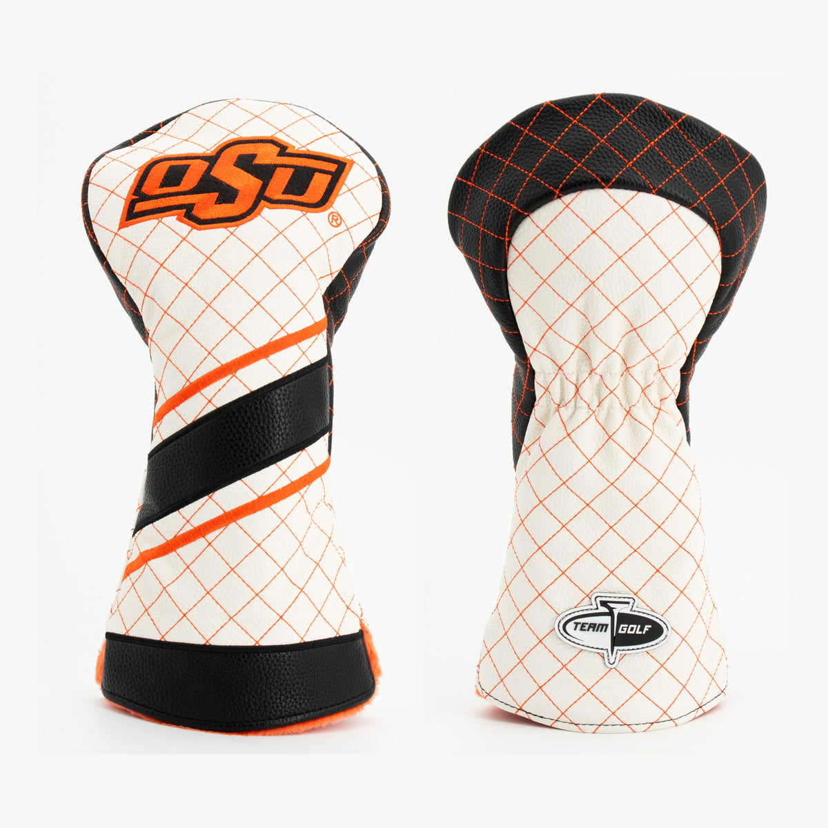 Oklahoma State Cowboys Striped Quilted Driver Headcover, front and back views