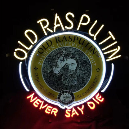 Old Rasputin Never Say die Neon Light Sign - Club Rehab