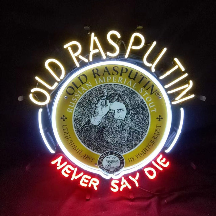 Old Rasputin Never Say die Neon Light Sign - Club Rehab