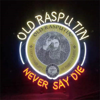 Old Rasputin Never Say die Neon Light Sign - Club Rehab