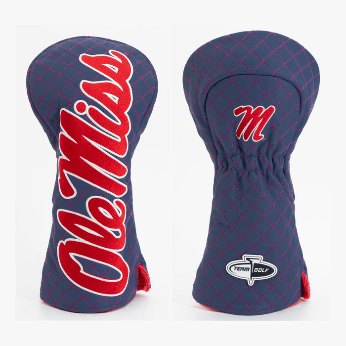 Ole Miss Rebels Solid Quilted Driver Headcover, front and back views