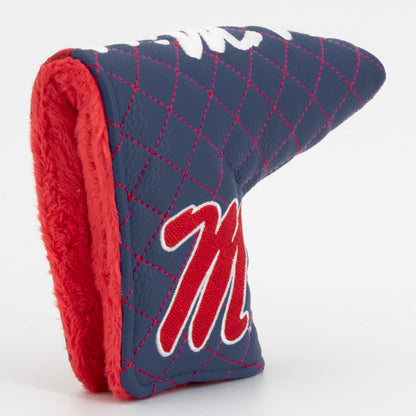 Ole Miss Rebels Split Quilted Blade Putter Cover, opening detail