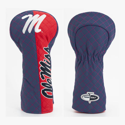 Ole Miss Rebels Split Quilted Driver Headcover, front and back views