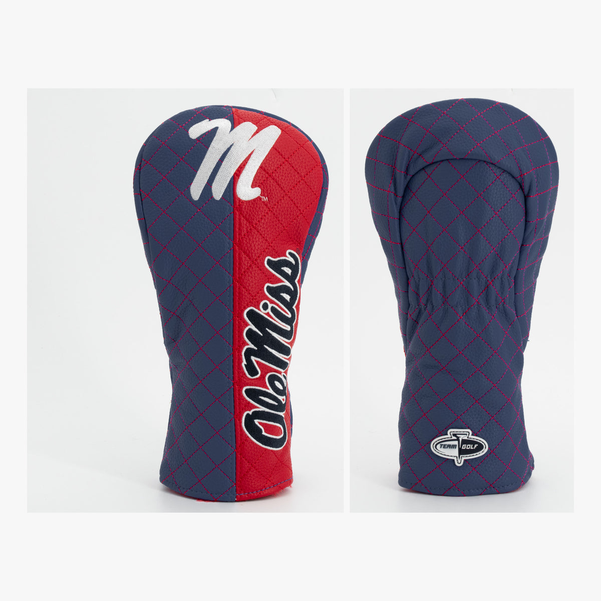 Ole Miss Rebels Split Quilted Fairway Headcover, front and back views