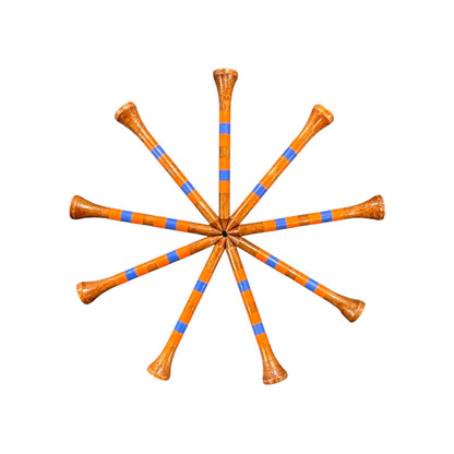 Orange Blue Stripe Premium Wooden Golf Tees | 2 3/4” Standard Size | 45 Pack Set | Durable Painted Wood Tees | Unique Designs - Club Rehab