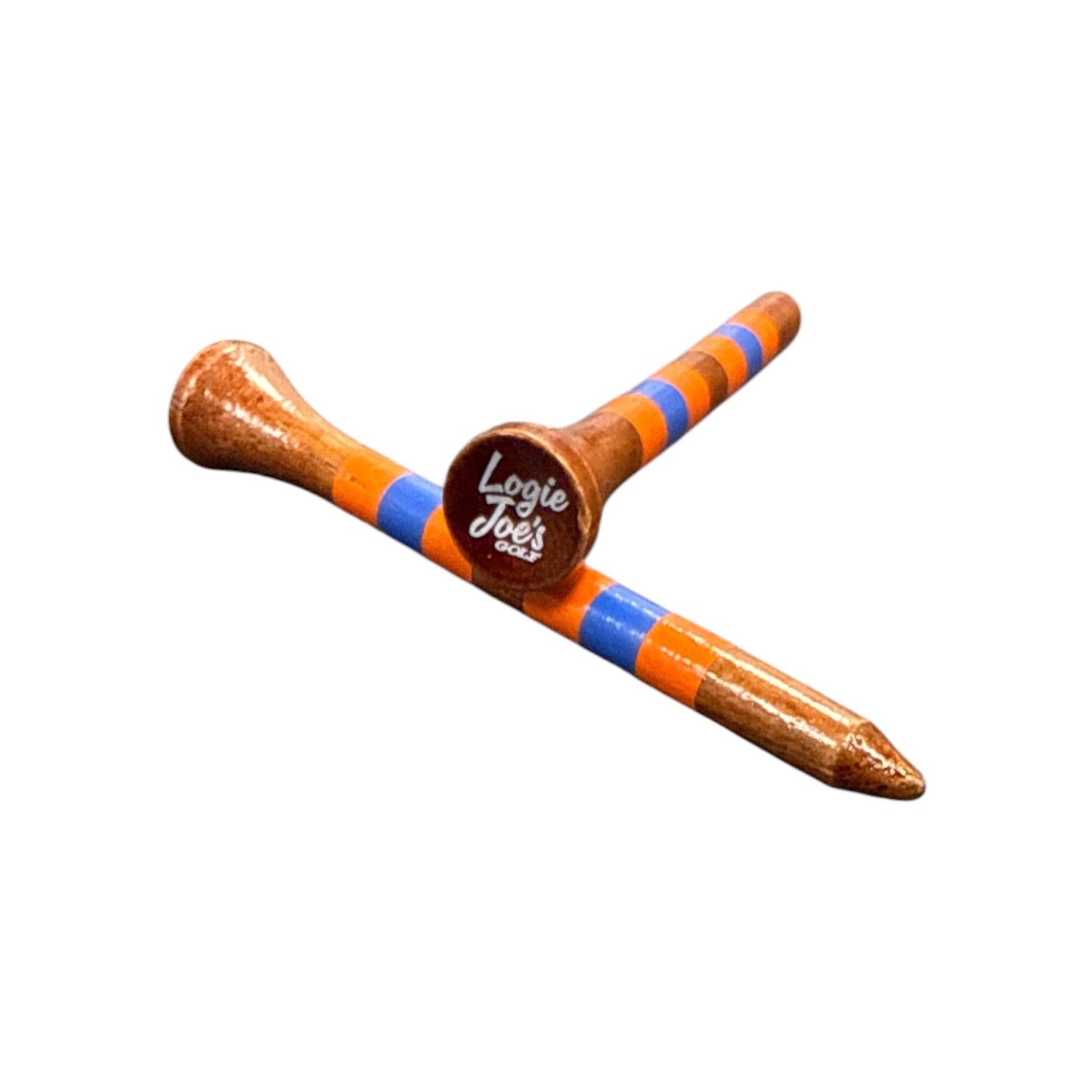 Orange Blue Stripe Premium Wooden Golf Tees | 2 3/4” Standard Size | 45 Pack Set | Durable Painted Wood Tees | Unique Designs - Club Rehab