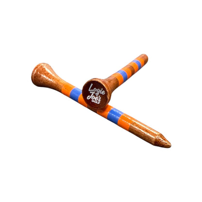 Orange Blue Stripe Premium Wooden Golf Tees | 2 3/4” Standard Size | 45 Pack Set | Durable Painted Wood Tees | Unique Designs - Club Rehab