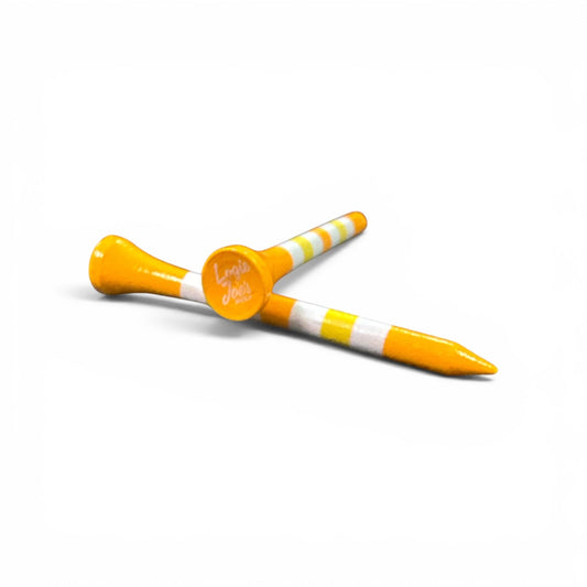 Orange Yellow Stripe Premium Wooden Golf Tees | 2 3/4” Standard Size | 45 Pack Set | Durable Painted Wood Tees | Unique Designs - Club Rehab