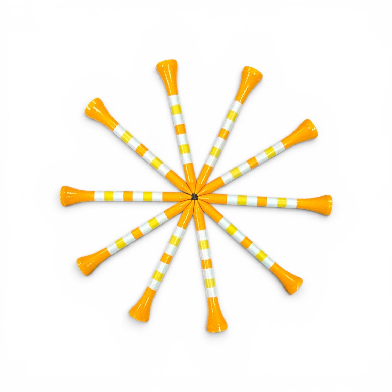 Orange Yellow Stripe Premium Wooden Golf Tees | 2 3/4” Standard Size | 45 Pack Set | Durable Painted Wood Tees | Unique Designs - Club Rehab