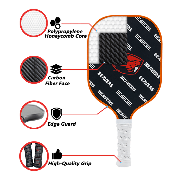 Oregon State Beavers Pickleball Paddle | Carbon Fiber Face | 12mm Core - Club Rehab