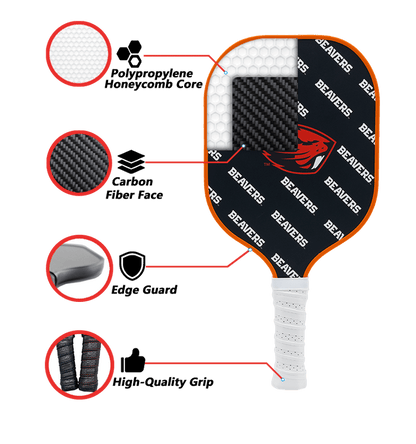 Oregon State Beavers Pickleball Paddle | Carbon Fiber Face | 12mm Core - Club Rehab