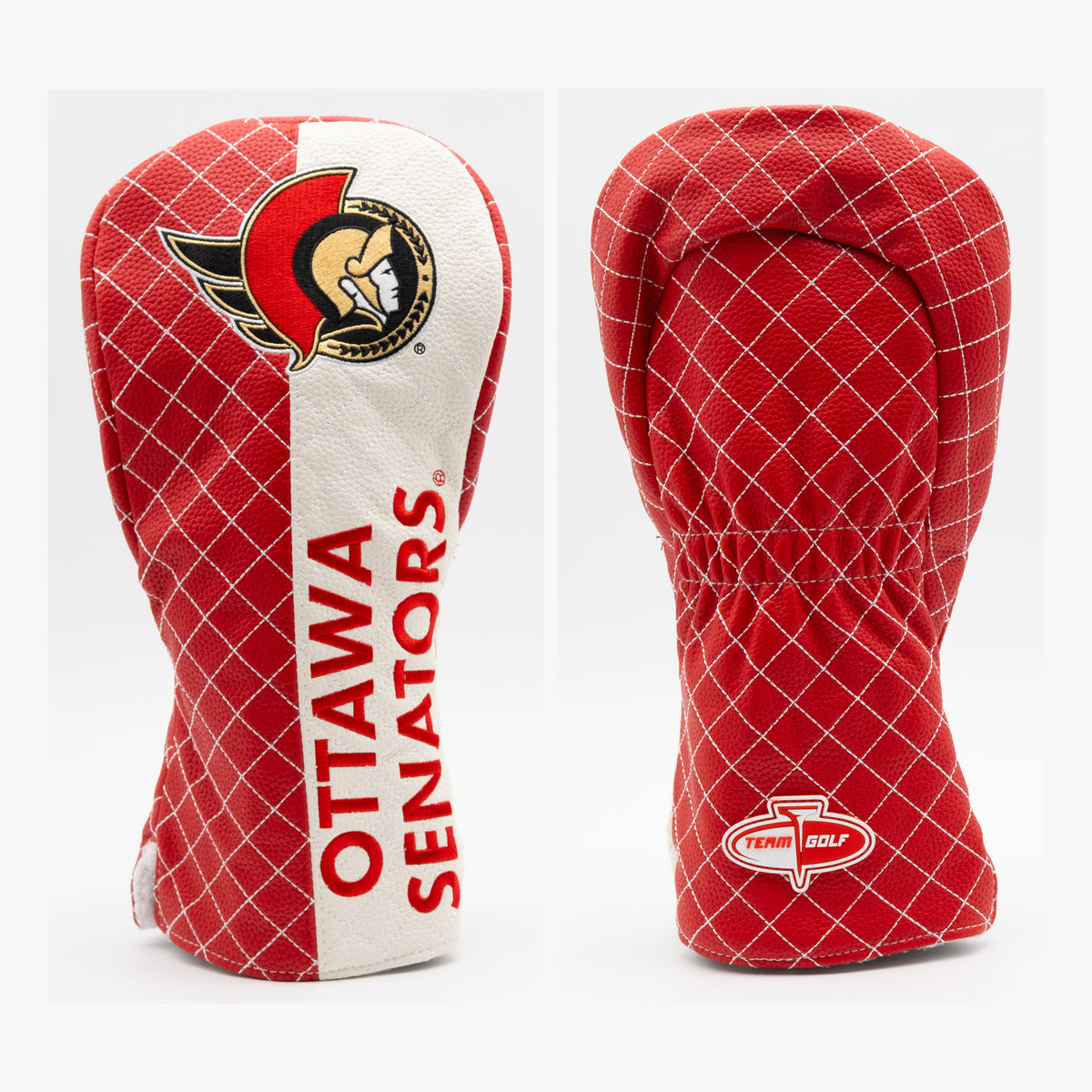 Ottawa Senators Split Quilted Driver Headcover, front and back views