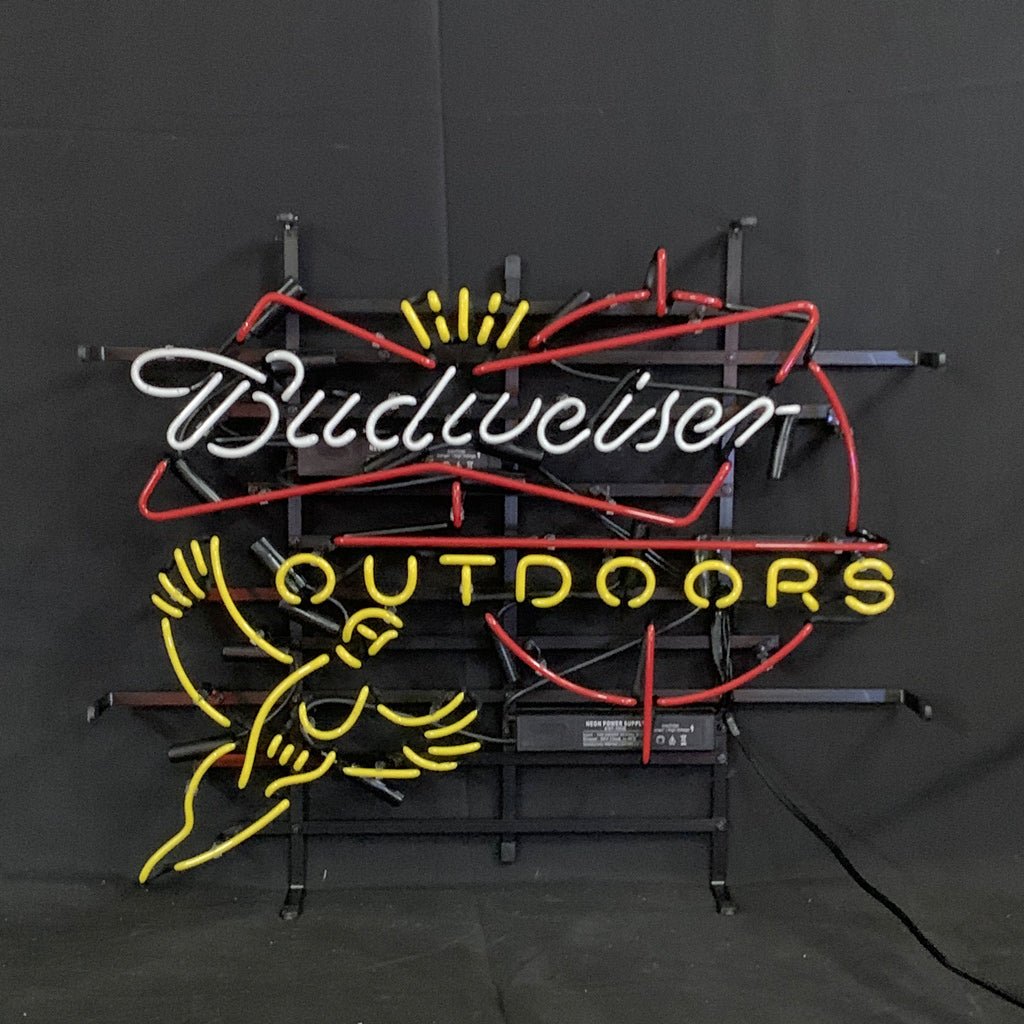 Outdoors Pheasant Budweiser with Crown Neon Light Sign - Club Rehab