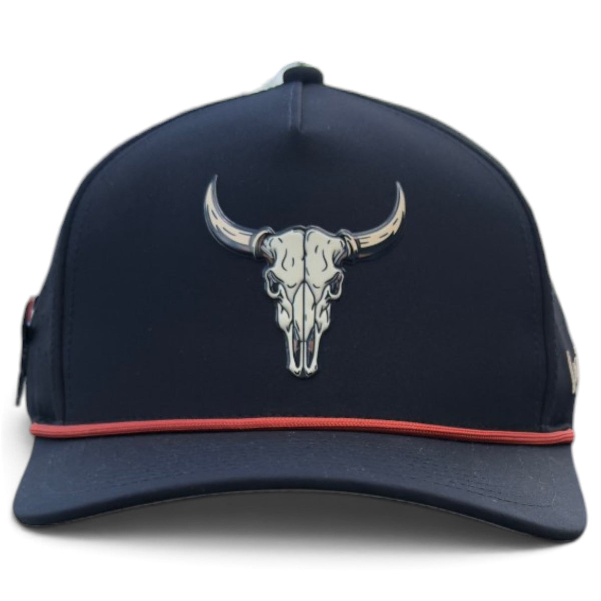 Outlaw Golf Hat | Snapback Cap | Built-in Magnetic Ball Marker Holder + Marker Included | Adjustable | Bull Skull - Club Rehab
