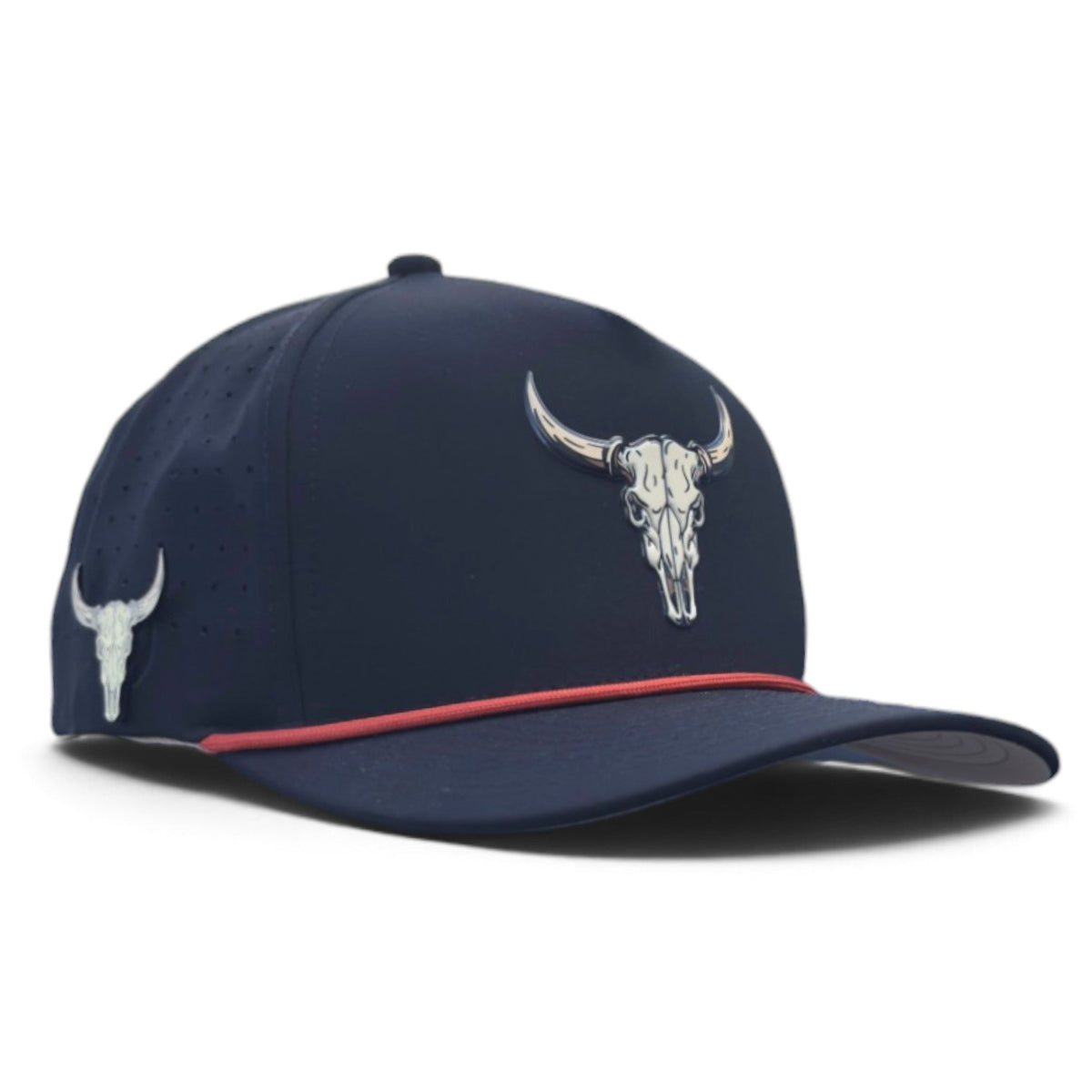 Outlaw Golf Hat | Snapback Cap | Built-in Magnetic Ball Marker Holder + Marker Included | Adjustable | Bull Skull - Club Rehab