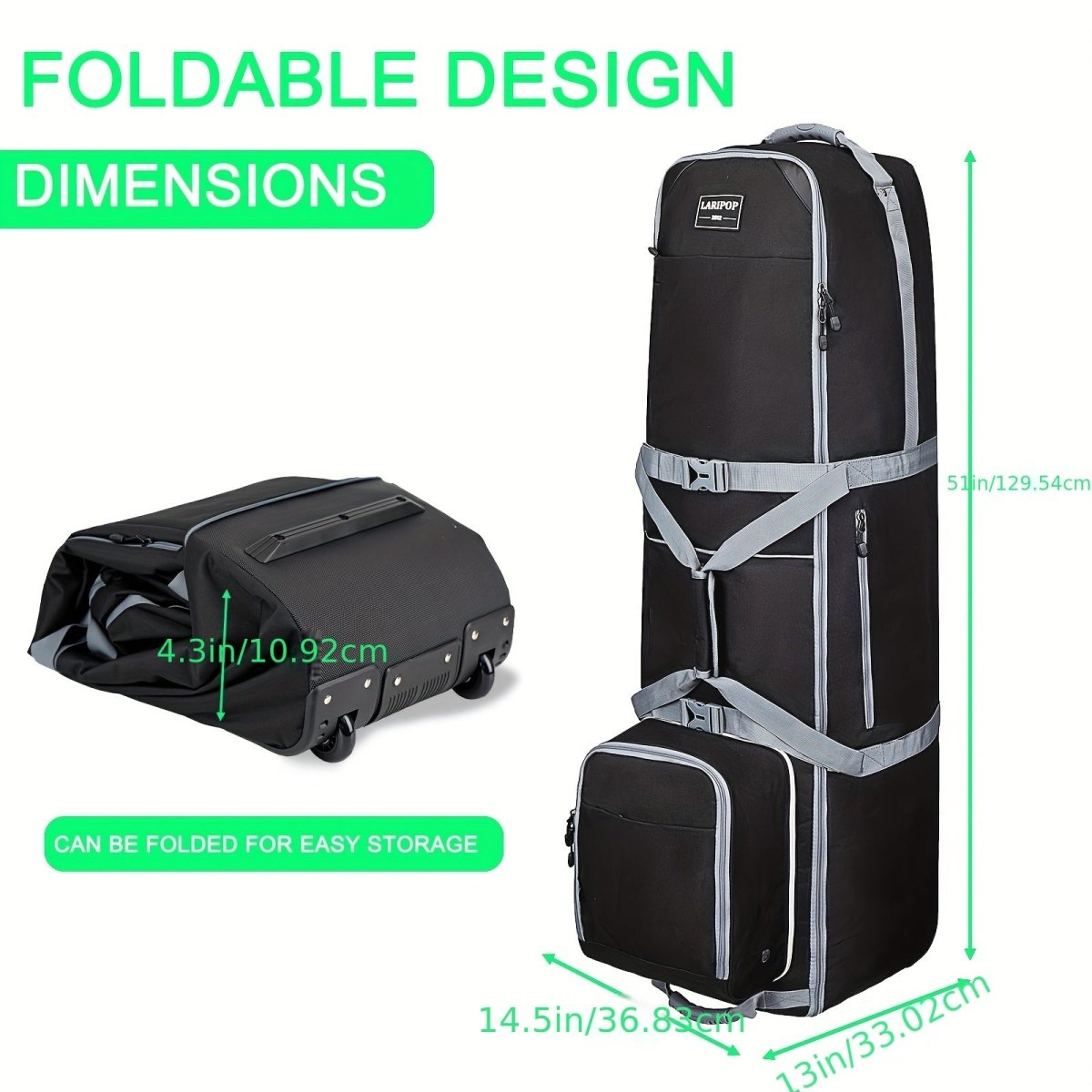 Padded Golf Travel Bag with Wheels - Club Rehab - Golf BagBlackPadded Golf Travel Bag with Wheels