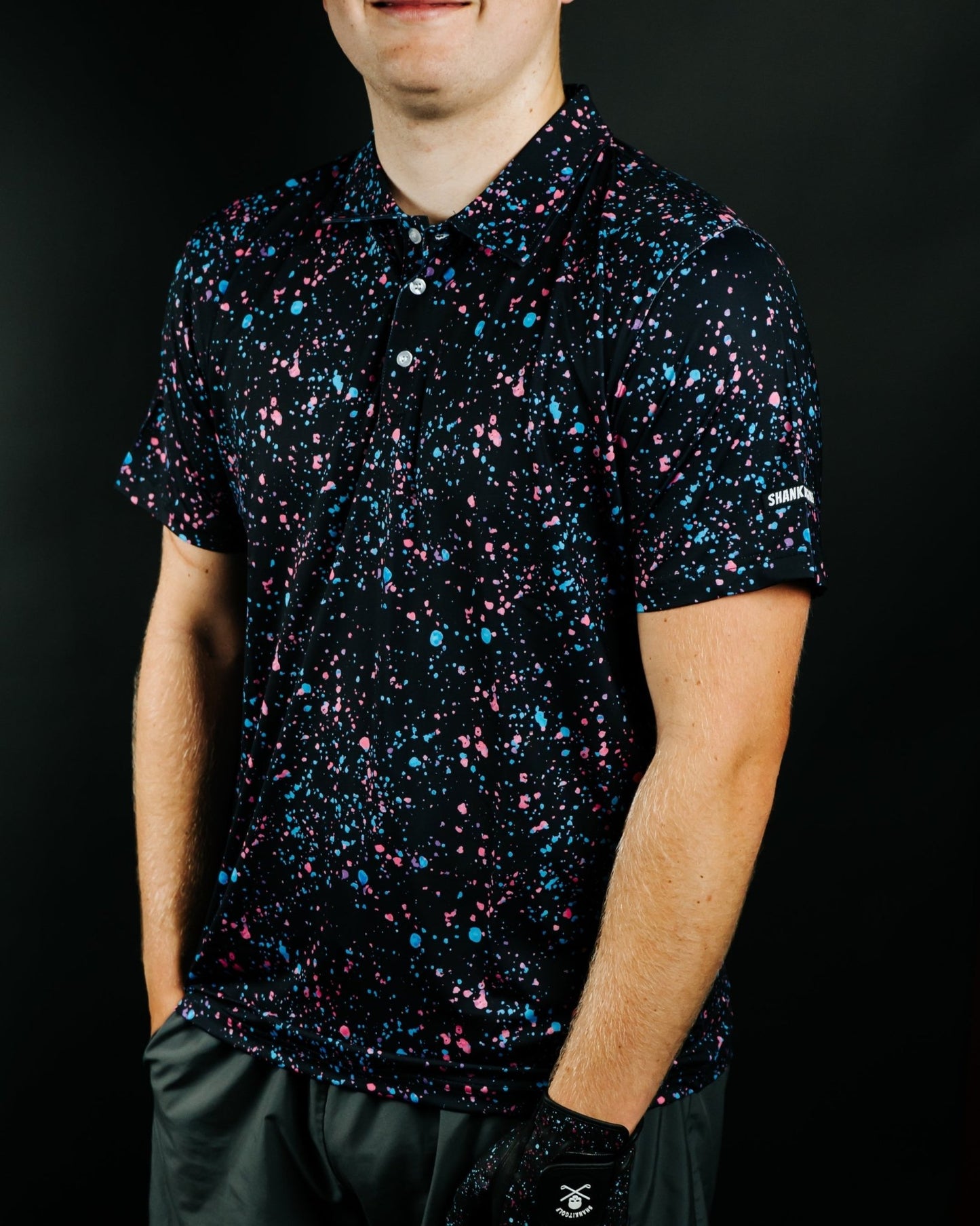Paint Splatter Polo Black - Small - Club Rehab