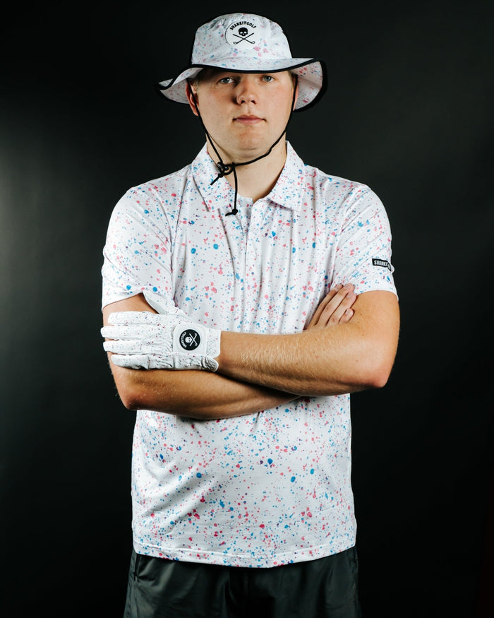 Paint Splatter Polo White - Small - Club Rehab