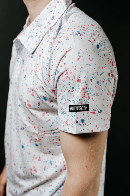 Paint Splatter Polo White - Small - Club Rehab