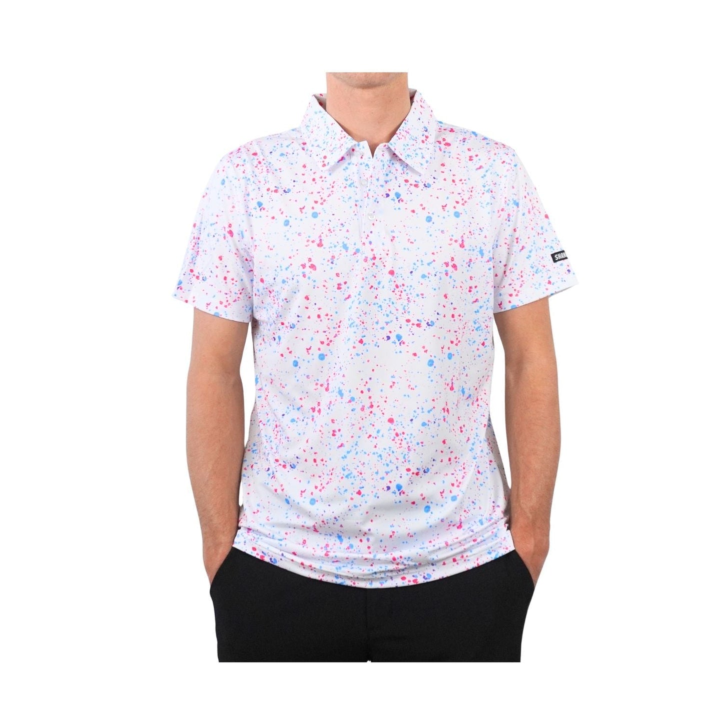 Paint Splatter Polo White - Small - Club Rehab