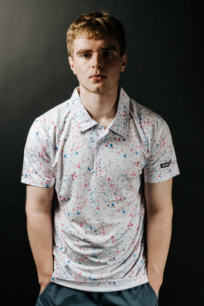 Paint Splatter Polo White - Small - Club Rehab