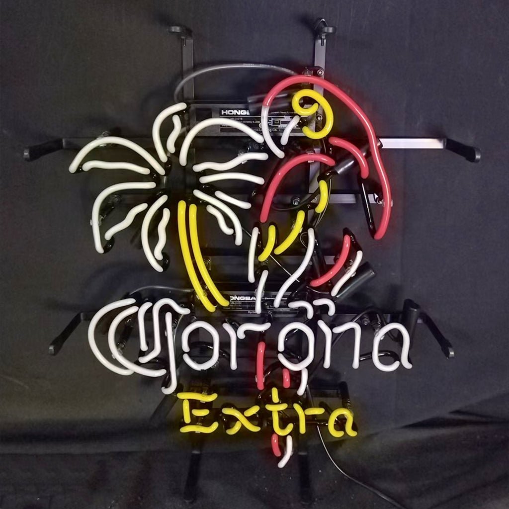 Palm Tree Parrot Corona Extra Neon Light Sign - 17"x14" - Club Rehab