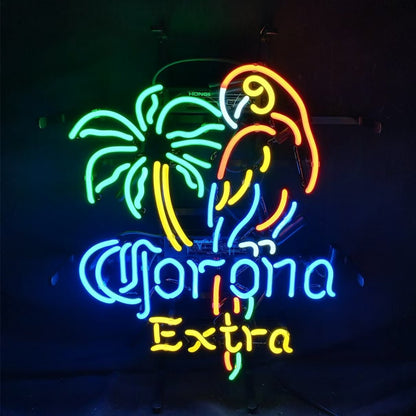 Palm Tree Parrot Corona Extra Neon Light Sign - 17"x14" - Club Rehab