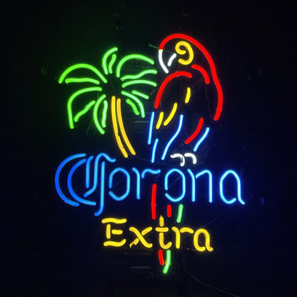 Palm Tree Parrot Corona Extra Neon Light Sign - 17"x14" - Club Rehab